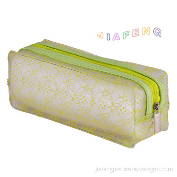 Green Pattern Frosted PVC Makeup Case With Zipper